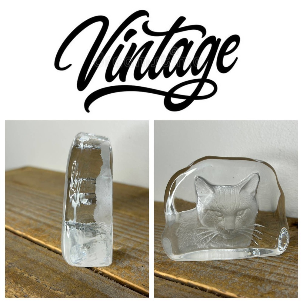 Lead Crystal Cat Paperweight Cristal D'arques‎ France Art